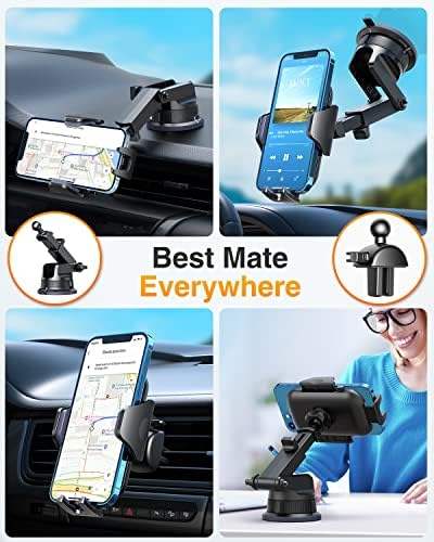 VANMASS Pro Universal Car Phone Mount with 2025 Super Suction Cup – Ultimate Cell Phone Holder for Safe Driving, Compatible with i Phone 16 Pro Max, 15, 14, 13 & Samsung Android Devices – Easy Installation, 360-Degree Rotation, and Enhanced Stability for Windshield, Dashboard, and Vent Use