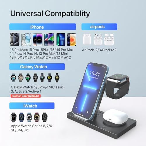 Revolutionary 5-in-1 Foldable Wireless Charging Station for i Phone 16-11, Apple Watch Series 10-5, and Samsung Galaxy Watch – Ultimate Fast Charge Dock for Air Pods Pro and Seamless Device Management on the Go