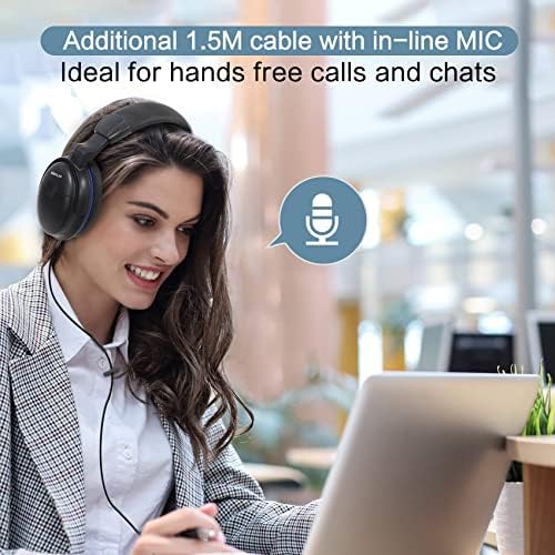 Discover Crystal-Clear Audio with SIMOLIO Over-Ear Amplified Headphones for TV – 18 ft Long Cord, Tailored Volume Control for Seniors, 40-Hour Playtime, Ultimate Compatibility for Enhanced Listening Experience