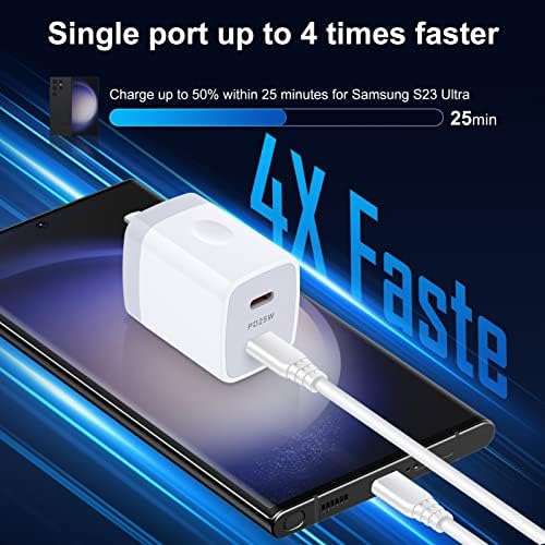 25 W Dual Port Type-C Fast Charging Wall Charger – Ultimate High-Speed Power Adapter for Samsung Galaxy S24 Series, i Phone 16/15/14 Pro, and Google Pixel 9 – Compact, Lightweight Design with Advanced Safety Features for Effortless Device Charging Anywhere, Anytime