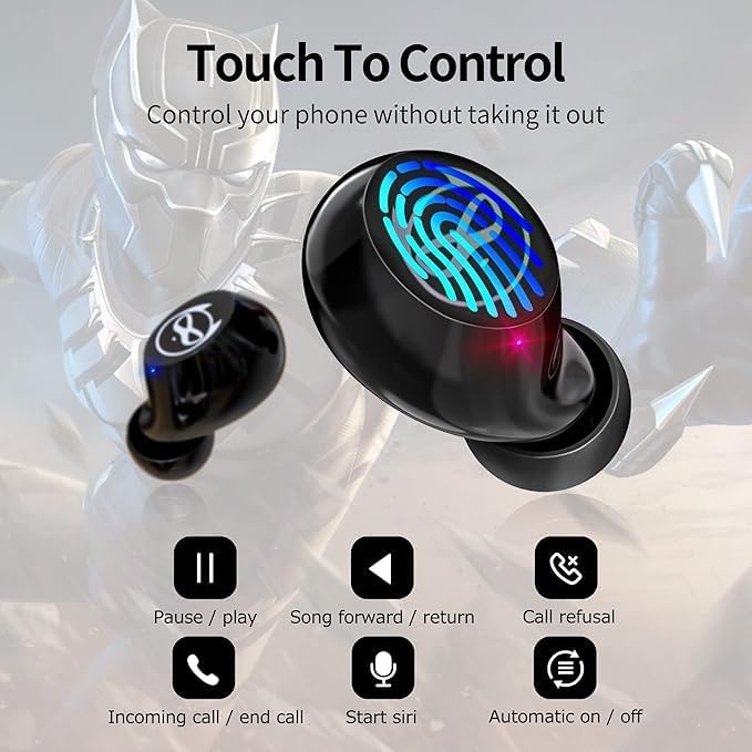 Compact Bluetooth 5.0 Earbuds for Small Ears | Touch-Control Noise-Cancelling Headphones with Unique Cartoon Charging Case | Lightweight Design for Comfort | Immersive Stereo Sound Perfect for Music & Calls | Ideal for Active Lifestyles