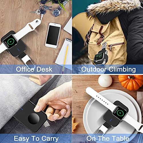 Compact Magnetic Keychain Power Bank: Portable Wireless Charger for All Apple Watch Series 1-9 with 1000 m Ah Capacity and LED Indicators – Perfect Travel Accessory for Effortless Charging on the Go