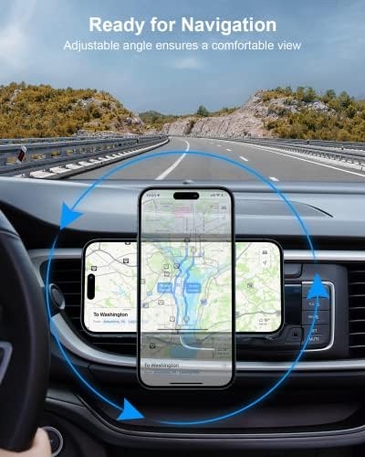 Revolutionize Your Driving with the Weetla Magnetic Wireless Car Charger for i Phone – Effortless Mag Safe Air Vent Mount Compatible with i Phone 14/13/12 Series and Cases, Fast Charging, Sleek Design for Ultimate Convenience and Accessibility