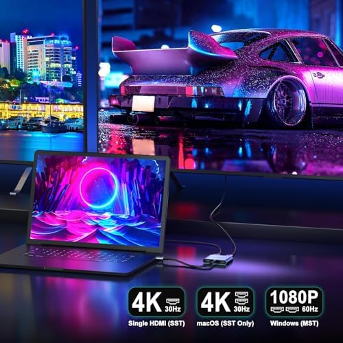 AVIDGRAM USB C to Dual HDMI Adapter – Unlock Stunning 4 K Dual Display Power with Versatile Multiport Hub Featuring USB 3.0 and 100 W Power Delivery – Elevate Your Work and Play with Seamless Connectivity for Laptops, Gaming, and Presentations – Ideal for Professionals on the Go
