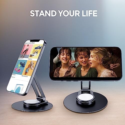 CreaDream Magnetic Phone Stand for Desk, Aluminum MagSafe iPhone Stand Foldable Adjustable, Cell Phone Stand Holder Compatible with iPhone 16 15 14 13 12 Pro Max and Magsafe Case – Enhanced Compatibility and Speed