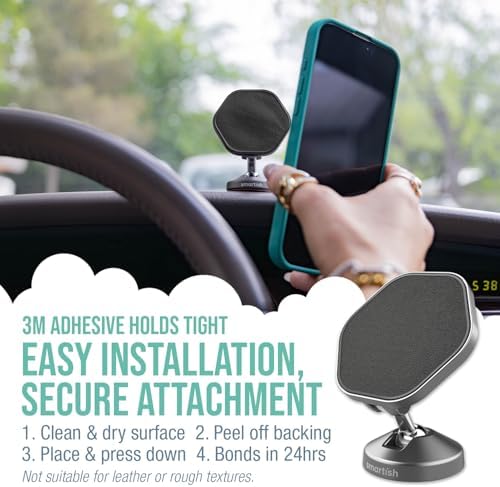 Elevate Your Driving Experience with the Smartish Mag Safe Car Mount – Mountaineer | Premium Magnetic Phone Holder for i Phone 16/15/14/13/12 | Extra Strength Adhesive for Secure Dashboard Mounting | Stylish Beige Design with 360-Degree Rotation for Optimal Viewing | Perfect Accessory for Seamless Connectivity and Navigation