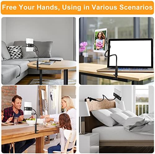 ZUYEE Gooseneck Tablet Mount Holder – 30-Inch Adjustable Arm for 4-10.5″ Devices | Perfect i Pad Clamp Stand for Hands-Free Viewing on Beds, Desks & Couches | Lightweight, Sturdy Design for Kindle, Galaxy Tabs & Smartphones | Effortless Setup for Ultimate Comfort