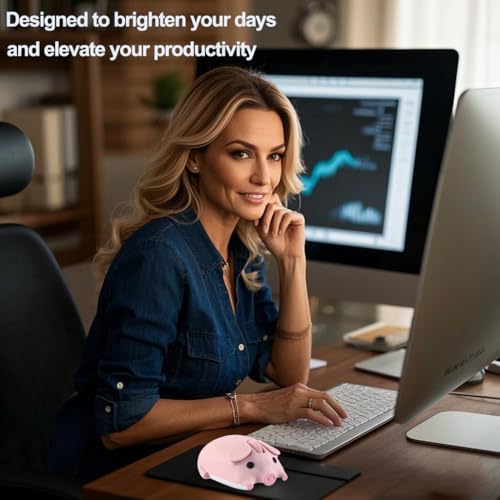 Cute Pig Design Wireless Mouse – Kawaii Bluetooth Dual Mode Silent Optical Mouse for PC, Laptop, and Tablet – Lightweight Portable Accessory for Kids, Students, and Office Use – Perfect Gift Idea for Adorable Tech Lovers