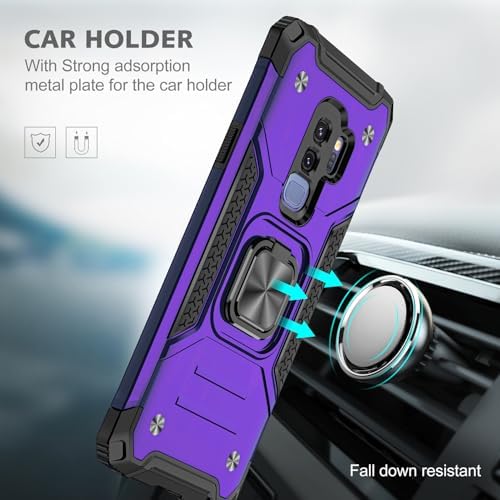 Rugged Military-Grade Shockproof Case for Samsung Galaxy S9 Plus – Red Armor with Built-in Kickstand and Magnetic Car Mount for Ultimate Protection and Style – Perfect for Active Lifestyles