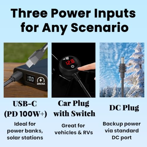 Starlink Mini Power Cable – 3-in-1 10 FT USB-C to DC5521 with 12 V Car Adapter and Voltage Display for Enhanced Off-Grid Charging – Perfect for Starlink Mini, Power Banks & Solar Solutions, High-Speed PD 100 W+ Support
