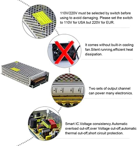 ALITOVE 120 W 12 V 10 A Power Supply Adapter – High-Efficiency AC to DC Converter for Optimal LED Strip Lighting and CCTV Systems – Reliable Switching Transformer with Overload Protection for Enhanced Device Performance and Versatile Compatibility