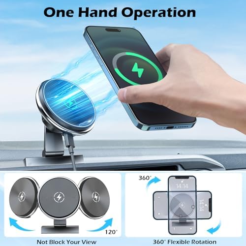 Enhance Your Driving Safety with the Kaishengyuan Magnetic Phone Holder for Toyota Tacoma (2016-2023) – Precision Adjustable Dashboard Clip Featuring 20 X Ultra-Strong Magnets for Unmatched Stability – Universal Smartphone Compatibility for Effortless Access to Navigation and Music