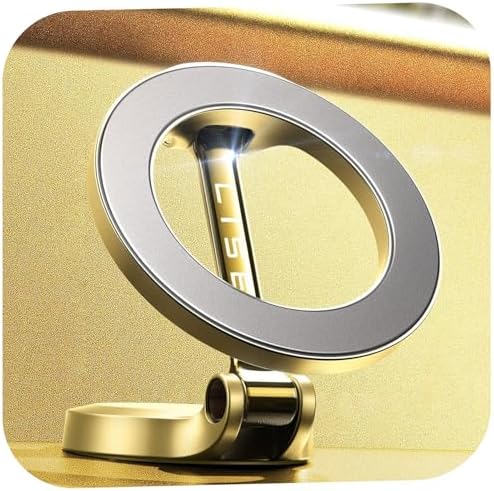 LISEN Gold Magnetic Phone Car Mount – Superior 20 Magnet Grip for i Phone 14 & All Smartphones, Durable Zinc Alloy Construction, Nano 3 M Adhesive for Secure Dashboard Attachment, Enhanced Multi-Adjustment Viewing, 1-Year Warranty for Ultimate Reliability – Elevate Your Driving with Style and Safety