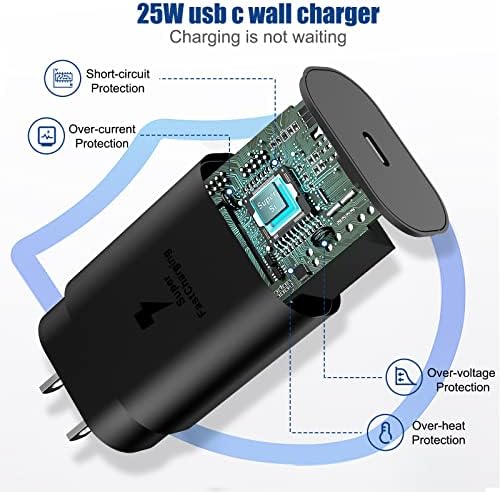 Revolutionary 2-in-1 Samsung Fast Charger: 25 W USB-C Power Hub for Galaxy Watch 7/6/5 Series & S24/S23/S22 Smartphones – Optimal Efficiency with 5 ft Cable for Effortless Charging on the Go