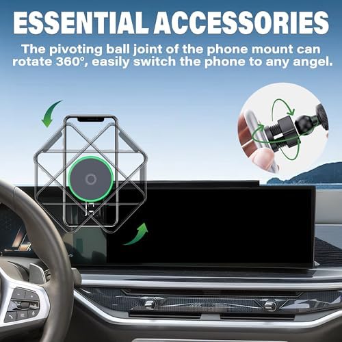 Car Phone Holder for 2024 2025 BMW The X5/X6/2023-2025 X7 Accessories Apply to 14.9 Inch Screen 15W Fast Wireless Charger Screen Fixed Clip Cell Phone Mount Hands-Free 360 Degree Rotation – Enhanced Compatibility and Speed