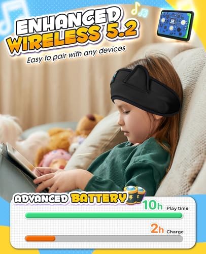 Premium Safe Listening Kids Headphones – Versatile Bluetooth & Wired Connectivity – Ultra-Comfort Stretchy Headband for Secure Fit – Travel-Friendly Audio Gear for Toddlers and Babies – Exceptional Device Compatibility – Lightweight, Durable Design for Everyday Adventures
