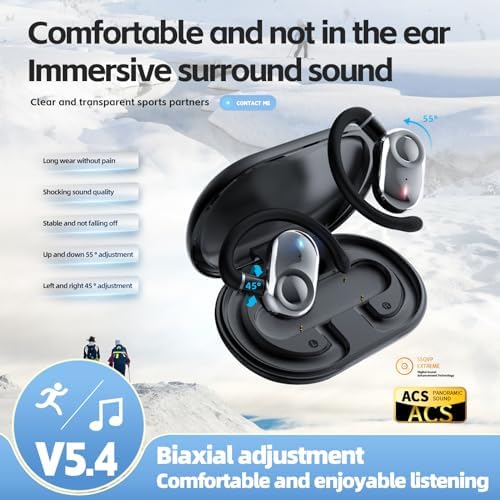 URIZONS Elite Wireless Gaming Earbuds – Ergonomic Over-Ear Bluetooth Headset with Ultra-Low Latency for Gamers and Athletes – Supreme Sound Clarity, Secure Earhook Stability, and Compact Charging Case in Sleek Black Design for Ultimate Performance