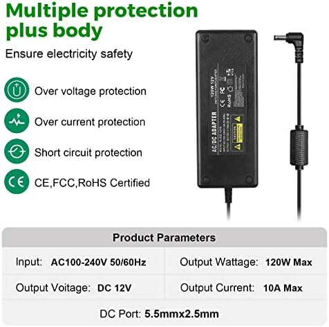 Le Tao Xing 12 V 4 A Power Supply Adapter – Reliable AC to DC Charger for LED Strip Lights & CCTV Systems | High-Efficiency 48 W Output with 5.5 mm x 2.5 mm Connector for Universal Compatibility and Rapid Power Delivery