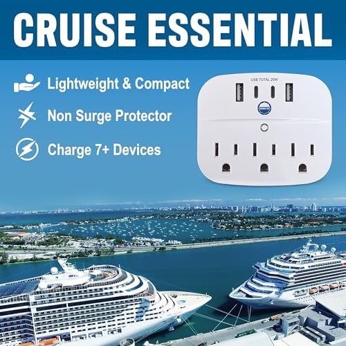 Ultimate Cruise Power Strip with 3.3 ft Extension Cord & Fast Charging USB Ports – Non-Surge Design for Seamless Connectivity on Carnival, Princess & Major Cruise Lines (2025/2026) – Essential Travel Accessory for All Devices