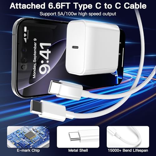 Ultimate 45 W USB-C Fast Charger with 6 FT Type C Cable for i Phone 16 Pro Max – Rapid Power Delivery for i Phone 15 Models & S25 – Lightweight & Durable Design for On-the-Go Charging Efficiency