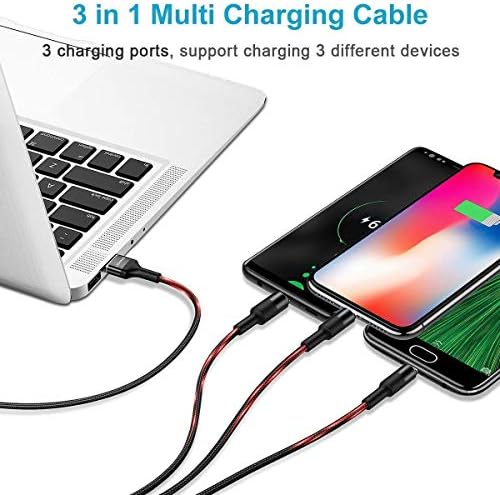 USAMS 5 FT 3-in-1 Multi Charging Cable – Durable Nylon Braided Fast Charger for Universal Compatibility with USB-C, Micro USB & Lightning Connectors – Ultimate Versatility for Smartphones & Tablets