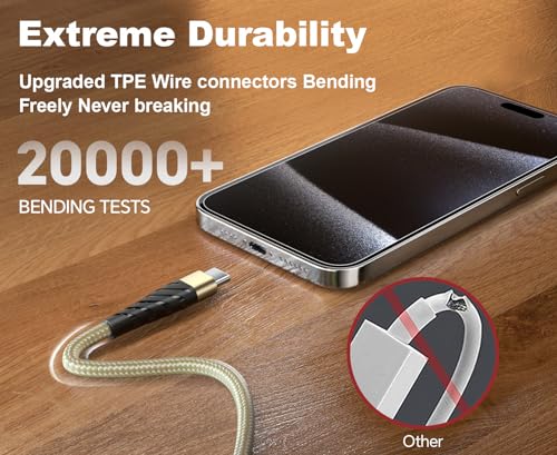 Transform Your Charging Experience with 5-Pack 6.6 FT USB C to USB C Cables – High-Speed 60 W Fast Charge, Durable Nylon Braided Design, and Universal Device Compatibility for i Phone, Mac Book, Samsung, and More!