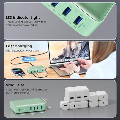 200 W Ga N III USB C Charging Hub – 6-Port Fast Charging Station for Laptops and Devices – PD 65 W Compatible with Mac Book Pro, i Pad, i Phone 15/16, Galaxy S23/S24, Steam Deck & More – Ultimate Universal Charger for Home, Office & Travel