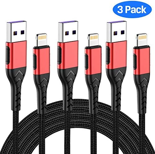 Ultimate 10 FT Apple MFi Certified i Phone Charger Cable – Fast Charging 3 Pack USB A Cable, Extra-Long, Durable Design for i Phone XS Max/XS/XR/X/8/7/6 S/6/Plus/SE/i Pad – Enhanced Compatibility, Flexibility, and Reliability in Striking Red