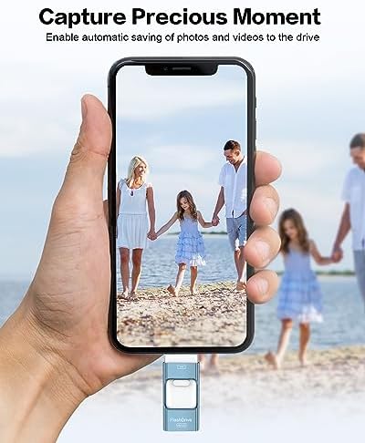 256 GB i Phone Photo Stick – High-Speed USB Flash Drive for Effortless Data Transfer & External Storage for i Phone/i Pad/PC (Sleek Blue Design) – Expand Your Memory with Style and Reliability