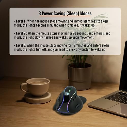 Elevate Your Comfort and Efficiency with the J-Tech Digital Wireless Ergonomic Mouse – Dual Mode Bluetooth & USB Connectivity, Rechargeable, Adjustable DPI Up to 3200 for Laptops, Desktops, PCs, and Macs – Sleek White Design for Modern Workspaces