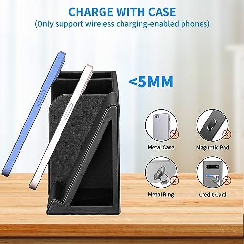 Ultimate Wireless Charging Station & Desk Organizer for i Phone 15/14/13/12/11 Pro Max & Samsung Galaxy S23/S22/S21/S20/Z Flip/Fold 5 – Fast Charging & Clutter-Free Workspace Solution with Premium Leather Finish for Enhanced Productivity