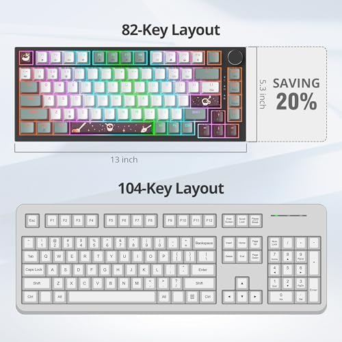 Transform Your Gaming Setup with the 75% Monster B Wired Mechanical Keyboard – 82 Keys, Gasket Mount Design, Hot-Swappable White Switches, RGB Lighting, Programmable Features for Mac/Windows – Unmatched Speed and Comfort for Gamers and Professionals