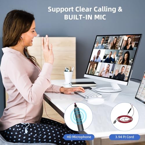 Revolutionize Your Audio Experience with High-Performance USB Earbuds – Noise-Isolating Wired Headset for Seamless Zoom Calls and Gaming | 3.9 ft In-Ear Design with Integrated Microphone, Adjustable Volume Control, and Universal Compatibility for HP, Dell, and Chromebook | Sleek Black Finish for Enhanced Sound Quality and Comfort in Every Use