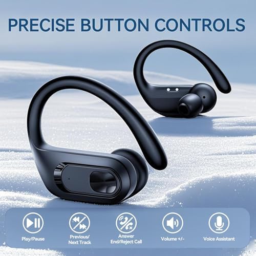 Unleash Your Fitness Potential with occiam Wireless Bluetooth Sport Earbuds – 96-Hour Extended Playtime for Non-Stop Motivation, Waterproof Construction for Ultimate Durability, and Secure Earhooks for a Perfect Fit – Experience Rich Bass Stereo Sound and Integrated Mic for Effortless Hands-Free Calling – Ideal for Gym Goers, Runners, and High-Intensity Training Enthusiasts – Sleek Black Design with Broad Compatibility for All Devices