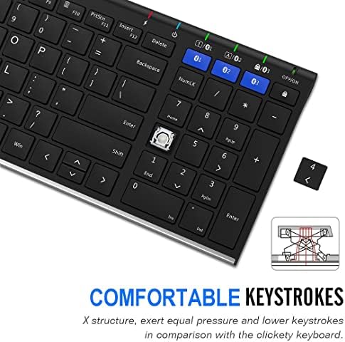 Elevate Your Typing with the Arteck HB193 Multi-Device Bluetooth Keyboard – Premium Stainless Steel Wireless Solution for Windows, i OS, and Android | Sleek, Rechargeable, and Perfectly Portable for Laptops, Tablets, and Smartphones | Unmatched Compatibility & Enhanced Productivity