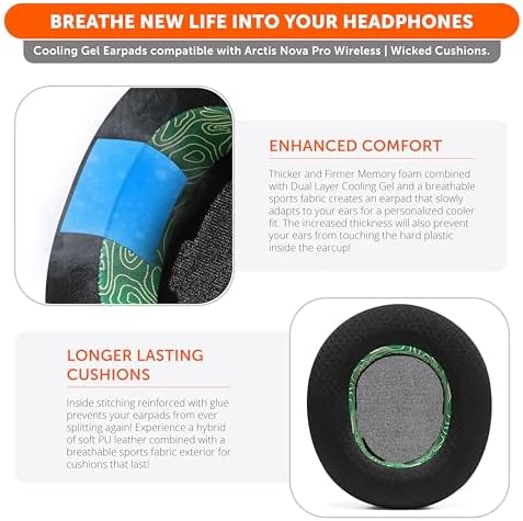 Experience Ultimate Comfort with WC Freeze Nova Pro Wireless Cooling Gel Earpads for Arctis Nova Pro – Exclusive 90’s Black Design, Enhanced Durability & Sound Isolation, Tailored Fit for Gamers Seeking Maximum Performance and Prolonged Play Sessions