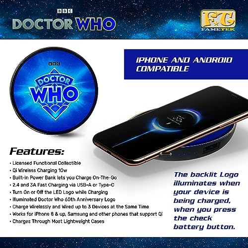 Power Your Devices with Doctor Who Weeping Angel Wireless Charger – Illuminating Portable Power Bank with Backup Battery, Qi Compatibility, and Unique Sci-Fi Design – Ideal for Whovians and Tech Lovers – Versatile Charging for All Your Gadgets