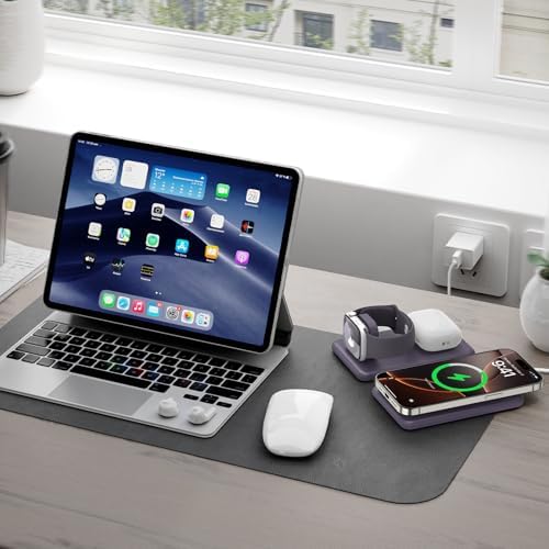 Elevate Your Charging Game with the Ultimate 3-in-1 Wireless Charger – Fast Magnetic Charging Station for i Phone 16, Compatible with i Phone 15, 14, 13, 12 Pro Max, Air Pods 4/3/Pro & Apple Watch – Perfect for Travel & Daily Use, Streamlined Design for Effortless Organization and Enhanced Efficiency