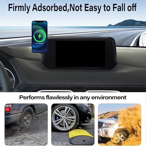 Car Phone Holder for Mazda CX-5 2021-2025/CX-9 2022-2024 Accessories Apply to 10.25 Inch Screen 15W Fast Wireless Charger Screen Fixed Clip Cell Phone Mount Hands-Free 360 Degree Rotation – Enhanced Compatibility and Speed