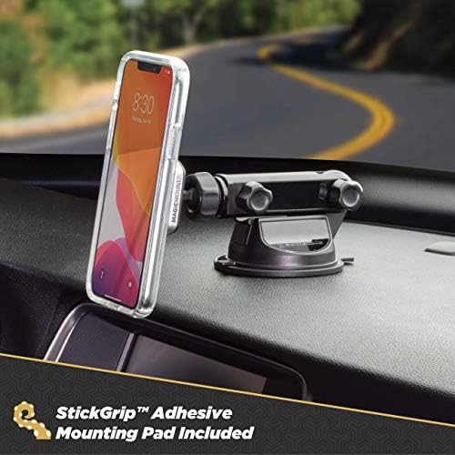 Scosche Magic Mount Pro Suction Cup Phone Holder – 2-Pack Magnetic Car Dashboard & Windshield Mount for i Phone, Galaxy & Android Smartphones – Enhanced Stability, 360-Degree Rotation & Sleek Black/Silver Design for Optimal Accessibility & Safety