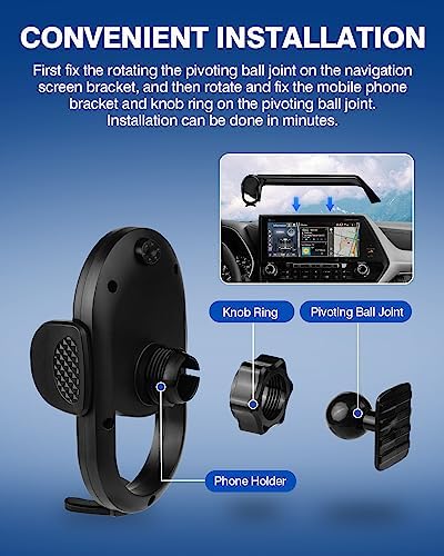 Autorder Custom Fit Car Phone Holder for 2020-2022 Toyota Highlander Limited/Platinum – Hands-Free 360-Degree Rotation Mount for 12.3″ Screens – Durable Smartphone Cradle with Easy Installation and Enhanced Compatibility for Safe Driving Experience