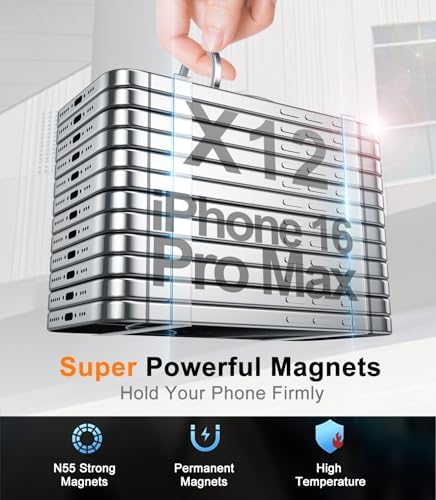 Temdan Glitter Silver Magnetic Phone Ring Holder for Mag Safe – Premium Grip and Stylish Stand for i Phone Pro Max 16 – Durable Upgrade Gear Hinge for Enhanced Flexibility and Hands-Free Viewing – Perfect Accessory for Seamless Connectivity and Fashionable Functionality