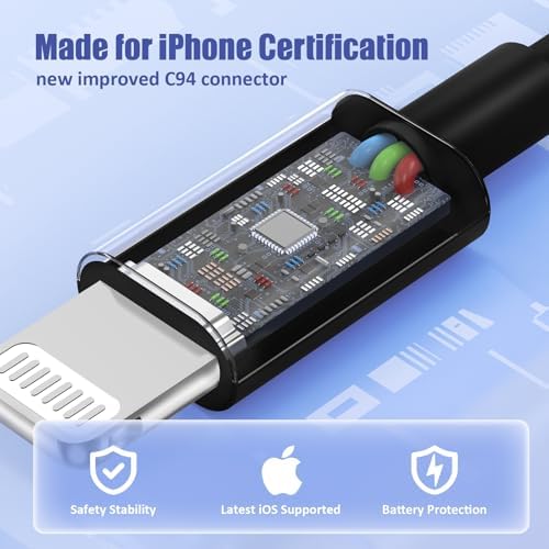 Premium 4 Pack USB C to Lightning Charging Cables – 6 FT Fast Charging Cord for i Phone 14 & Earlier Models – Durable, High-Performance Replacement for Apple Charger – Enhanced Compatibility for Quick Charge Needs – Perfect for Home, Office, and Travel Use