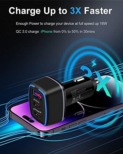 AILKIN 56 W PD USB C Car Charger – Ultra-Fast Multiport Charging Solution with 3 Ports for i Phone, Samsung Galaxy, LG, Google Pixel, and More – Compact, Safe, and High-Efficiency Automotive Charging Adapter for All Your Devices