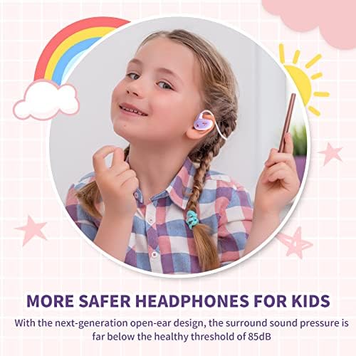 Safe and Comfortable Open Ear Bluetooth Headphones for Kids – Lightweight Wireless Earbuds with Built-in Mic, Navy Blue – Ideal for Learning, Play, and Enhanced Device Compatibility