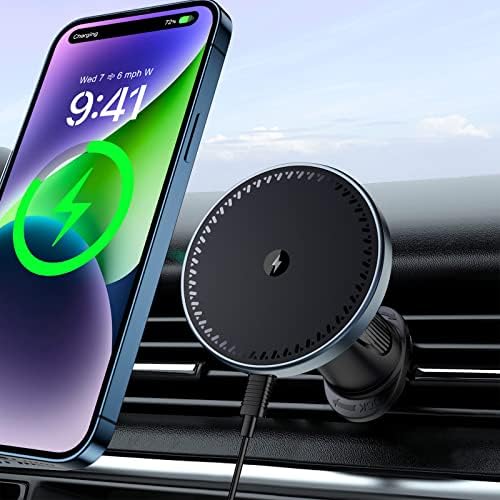 Revolutionize Your Drive with the Beeasy Mag Safe Car Charger Mount – 15 W Magnetic Wireless Fast Charging for i Phone 16 Pro Plus Max, 15, 14, 13 Series – Effortless Vent-Only Design for Enhanced Accessibility and Secure Stability – Elegantly Designed to Complement Modern Vehicle Interiors