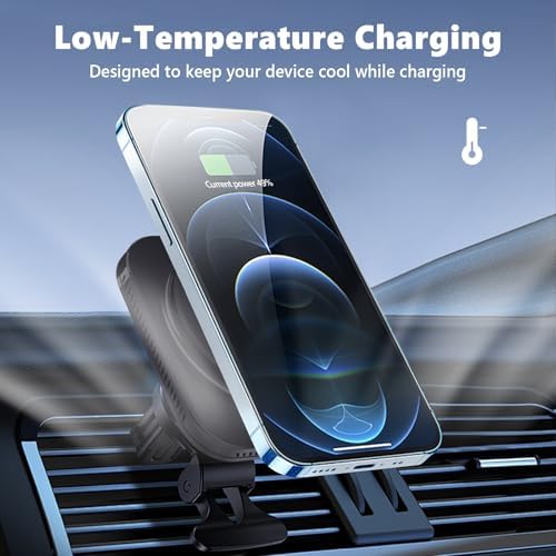 Elevate Your Driving Experience with the 15 W Sovotiko Mag Safe Car Charger – Premium Magnetic Phone Holder for Seamless Fast Charging in Your Car, Compatible with i Phone 16/15/14/13/12 Pro Max & Samsung Galaxy S25 Ultra/S24/S23+ – Effortless Installation on Air Vents or Dashboards, Stylish Design Enhances Any Vehicle Interior, Stay Connected Safely While Navigating and Charging on the Go.