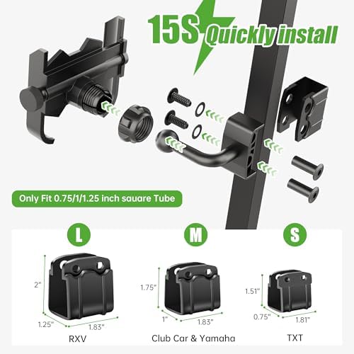 Universal Golf Cart Phone Holder for i Phone & Samsung – 360-Degree Rotatable Alloy Mount for Yamaha, EZGO, and Club Car – Effortless Installation & Enhanced Device Security for Seamless Navigation on the Course