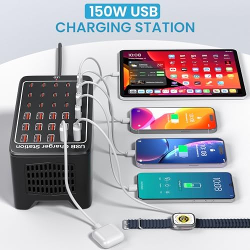 High-Power USB C Charging Station – 150 W 30-Port Multi-Device Charger for Home, Office & Classroom – Fast, Smart, and Safe Charging Hub for i Pads, Smartphones, and More