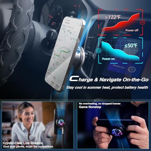 Maledan Advanced Magnetic Wireless Charger with Cooling Technology – 15 W Qi2 Fast Charging Pad for i Phone & Samsung Galaxy – Enhanced Performance Cooling Fan for Gaming & Streaming, Silent Operation, and Unmatched Durability – Ultimate Solution for Overheating Prevention and Optimal Device Health